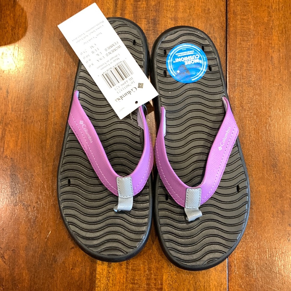 Columbia size 8 black, purple and grey sandals